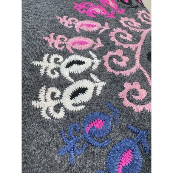 Boden Womens Jasmine Sweatshirt Dress US 12 Charcoal Marl Embroidered Boho Chic - Picture 11 of 16